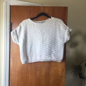 LOFT cropped white sweater